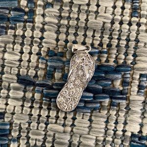 Silver and rhinestone flip flop pendant